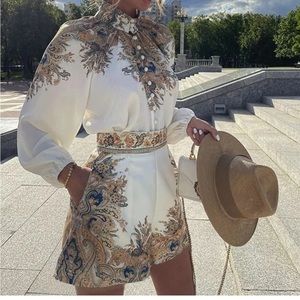 Autumn/Winter Womens printed long sleeved top, two piece suit set, Size Small